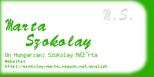 marta szokolay business card